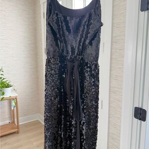 Express Black Sequin Backless Dress